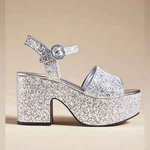 Larroude miso silver glitter platform sandals